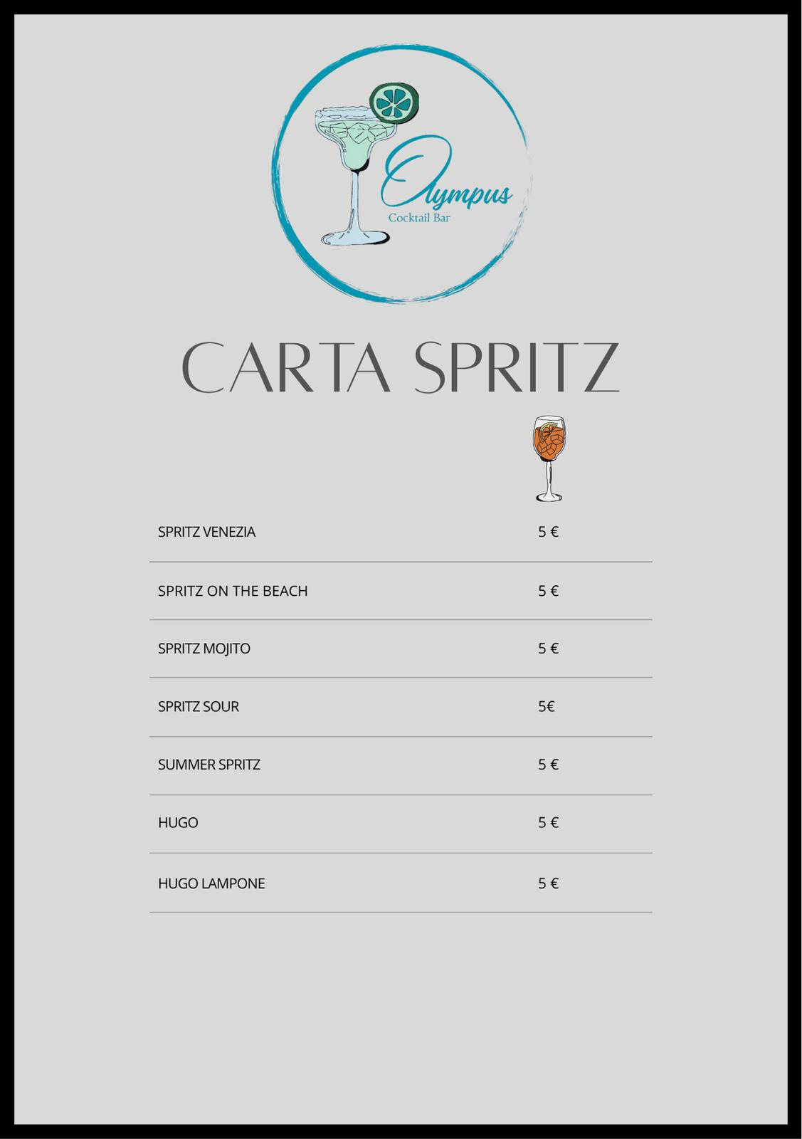 Menu Carta Spritz